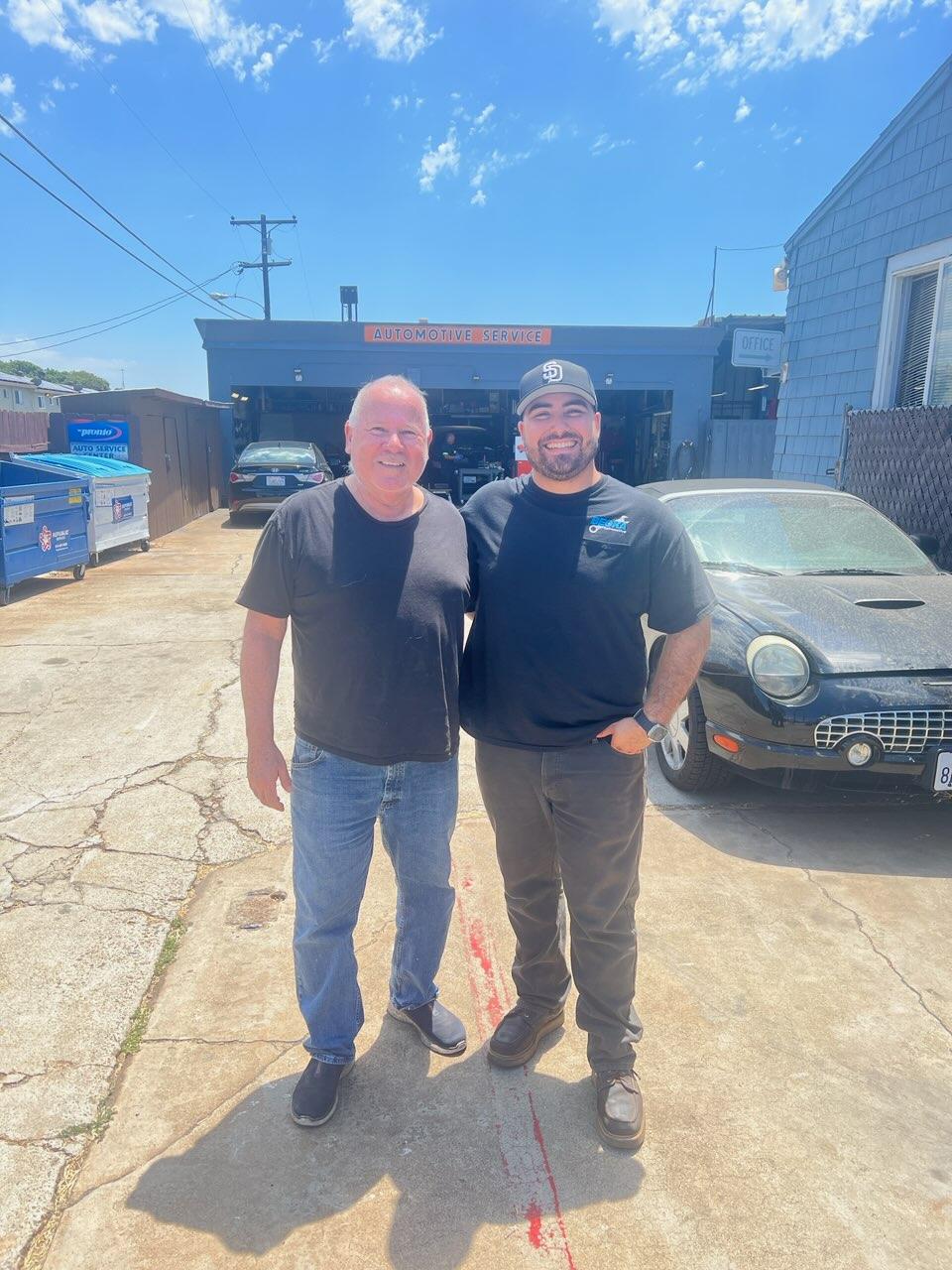 Becka Automotive team members in front of the Chula Vista shop